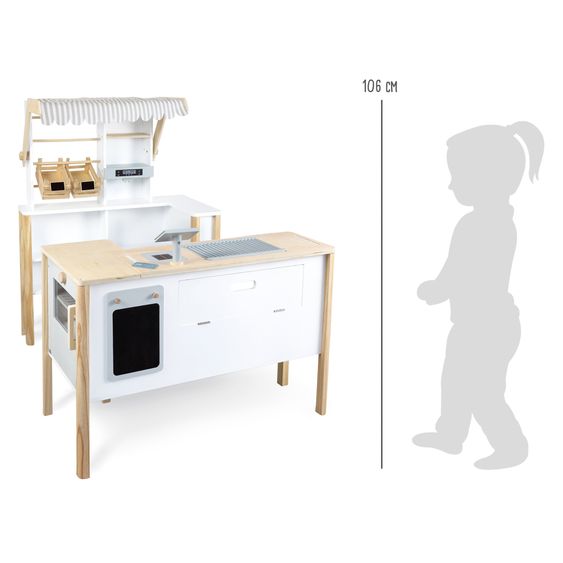 small foot 2in1 Kaufladen und Küche Fresh flexibel nutzbar als Kaufladen, Küche, Kiosk oder Imbiss - Weiß