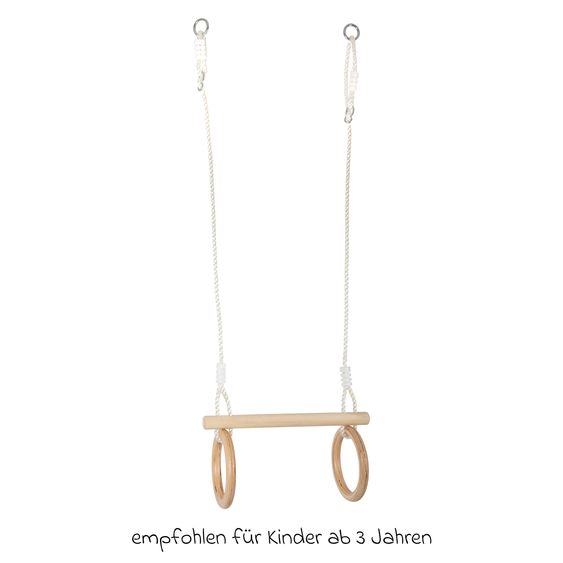 small foot 2in1 Altalena trapezio con anelli ginnici in legno - Braun