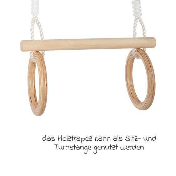 small foot 2in1 Altalena trapezio con anelli ginnici in legno - Braun