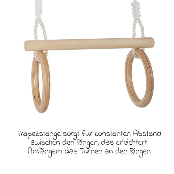 small foot 2in1 Altalena trapezio con anelli ginnici in legno - Braun