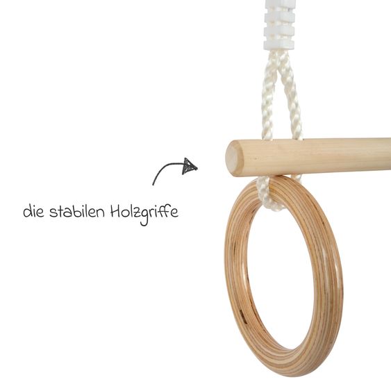 small foot 2in1 Altalena trapezio con anelli ginnici in legno - Braun