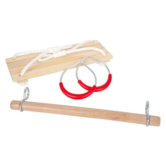 small foot 3-in-1 Schaukel-Set mit Brettschaukel, Turnringen & Trapez - Natur