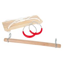 3-in-1 Schaukel-Set mit Brettschaukel, Turnringen & Trapez - Natur