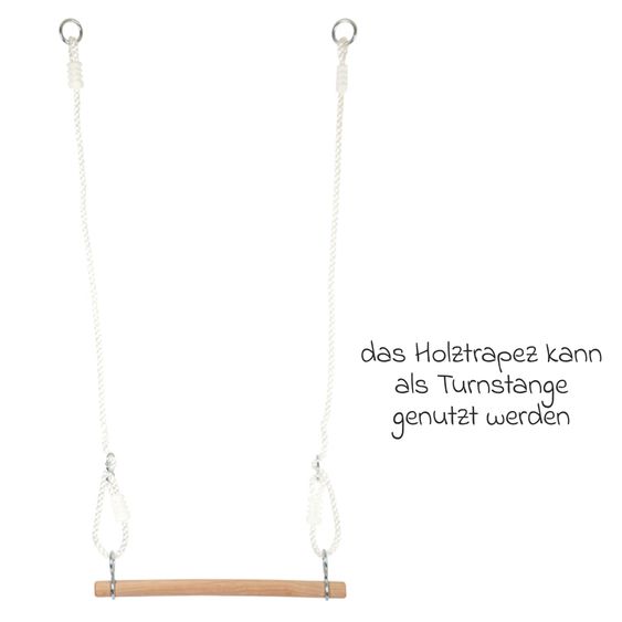 small foot 3-in-1 Schaukel-Set mit Brettschaukel, Turnringen & Trapez - Natur