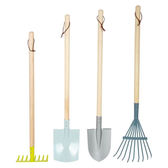 small foot 4-tlg. Gartenwerkzeug-Set Metall mit Harke, Spaten, Schaufel & Rechen