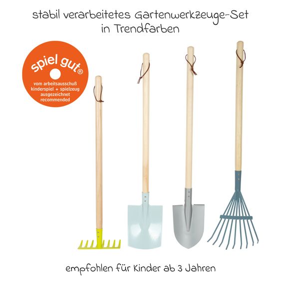 small foot 4-tlg. Gartenwerkzeug-Set Metall mit Harke, Spaten, Schaufel & Rechen