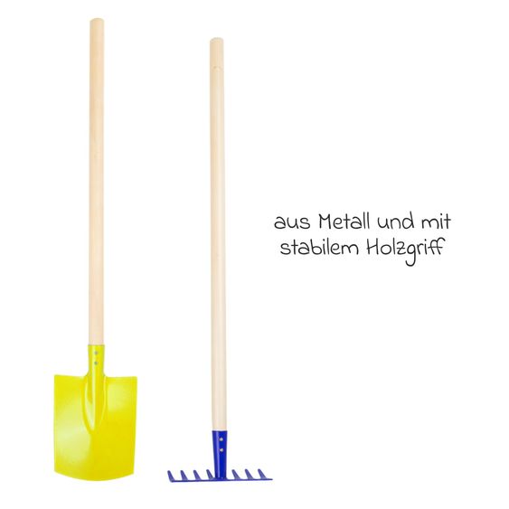 small foot 4-tlg. Gartenwerkzeug-Set mit Spaten, Schaufel, Harke & Rechen - Kunterbunt