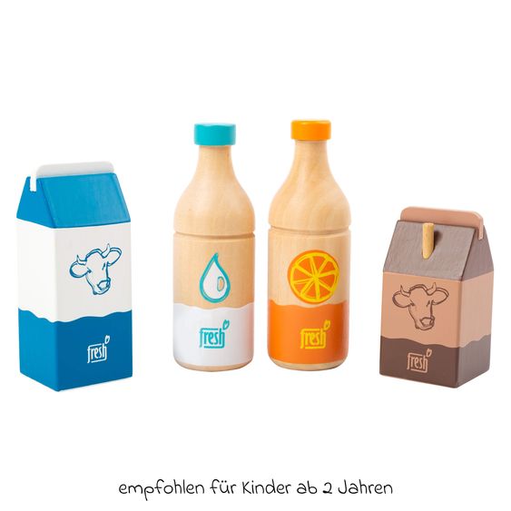 small foot 4-tlg. Getränke-Set Fresh mit Orangensaft, Wasser, Milch & Trinkpäckchen Kakao - Bunt