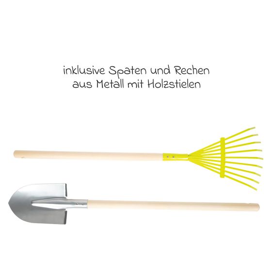 small foot 5-tlg. Gartenwerkzeug-Set mit Schubkarre, Spaten, Rechen & Handschuhe - Hellblau