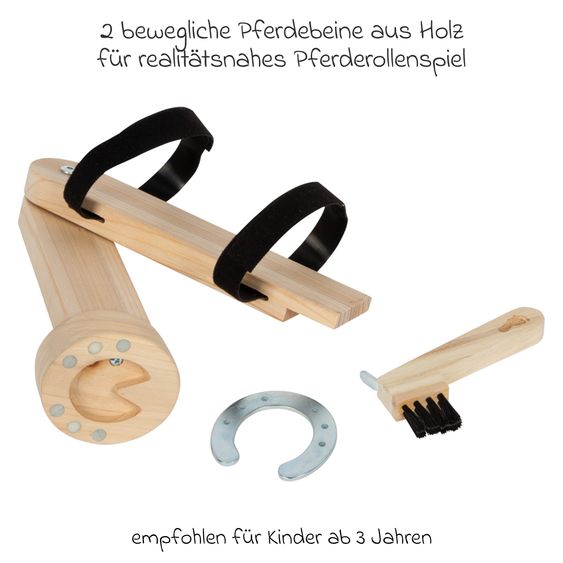 small foot 5-tlg. Putzhufen-Set mit 2 Putzhufen, 2 Hufeisen & 1 Hufkratzer - Hobby Horse - Natur