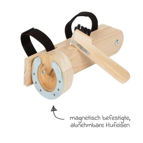 small foot 5-tlg. Putzhufen-Set mit 2 Putzhufen, 2 Hufeisen & 1 Hufkratzer - Hobby Horse - Natur