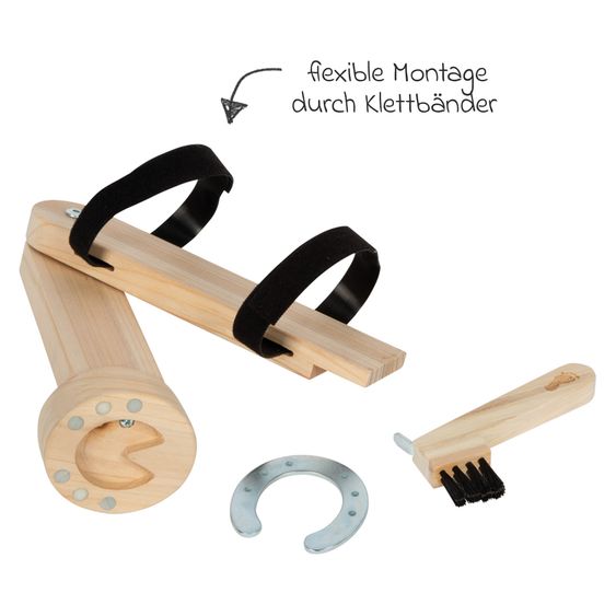 small foot 5-tlg. Putzhufen-Set mit 2 Putzhufen, 2 Hufeisen & 1 Hufkratzer - Hobby Horse - Natur