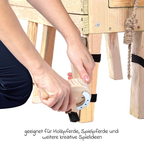 small foot 5-tlg. Putzhufen-Set mit 2 Putzhufen, 2 Hufeisen & 1 Hufkratzer - Hobby Horse - Natur
