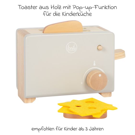 small foot Set De 5 Pièces Pour Grille-Pain avec 2 Tranches De Pain Grillé & 2 Tranches De Fromage - Tasty - Gris