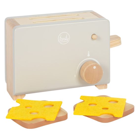 small foot Set De 5 Pièces Pour Grille-Pain avec 2 Tranches De Pain Grillé & 2 Tranches De Fromage - Tasty - Gris