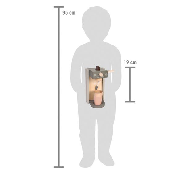 small foot 7-tlg. Kaffeemaschinen-Set inkl. 2 Kaffeebecher, 2 Kaffeecoins & 2 Milchschaumhauben - Tasty - Grau