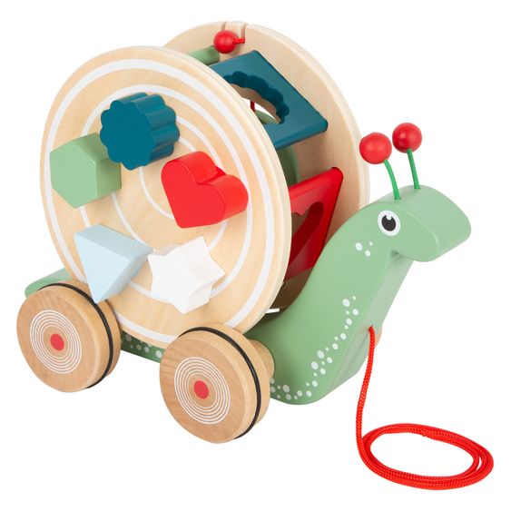 small foot 7-piece Pull-along Peg Animal Snail Walker and Motor Skills Toy - Colourful