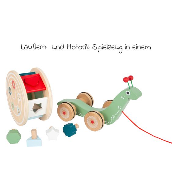 small foot 7-piece Pull-along Peg Animal Snail Walker and Motor Skills Toy - Colourful