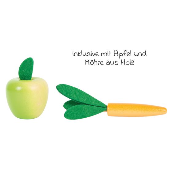 small foot 7-tlg. Putz- und Pferdepflege-Set mit 1 Bürste, 1 Striegel, 1 Hufkratzer, 1 Kamm, 1 Apfel, 1 Möhre & Tasche - Hobby Horse - Rot