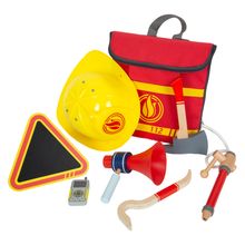 8-pc Firefighter Backpack incl. helmet & fire pump with rope - Colourful