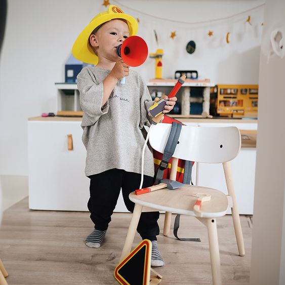 small foot Zaino pompiere 8 pz. Incl. casco e pompa antincendio con corda - Colorato