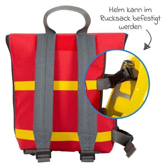 small foot Zaino pompiere 8 pz. Incl. casco e pompa antincendio con corda - Colorato