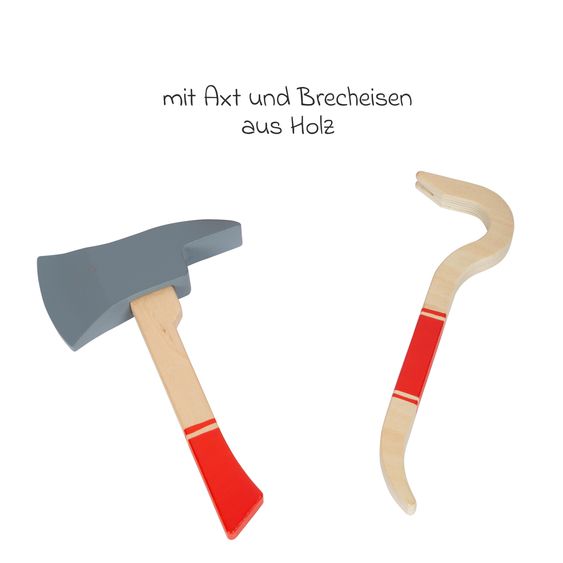 small foot Zaino pompiere 8 pz. Incl. casco e pompa antincendio con corda - Colorato