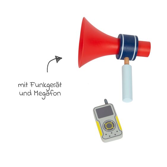 small foot Zaino pompiere 8 pz. Incl. casco e pompa antincendio con corda - Colorato