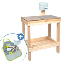 Set da gioco da giardino 8 pz. Cucina da gioco per esterno & Set grembiuli da giardino 7 pz. - Naturale