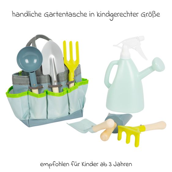 small foot Set 8 pz. di borse da giardino con 5 attrezzi da giardino, 1 annaffiatoio & borsa