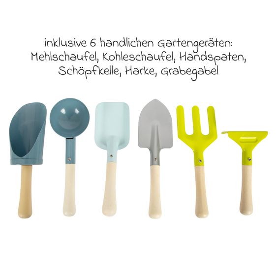 small foot Set 8 pz. di borse da giardino con 5 attrezzi da giardino, 1 annaffiatoio & borsa