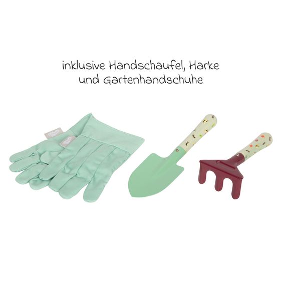 small foot 8.tlg. Großes Gartenset mit Schubkarre, Harke, Spaten, Rechen, Handschuhe, Schaufel & Handharke