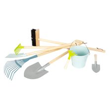 Set da giardino grande 8 pz. in legno e metallo robusti - Colorato