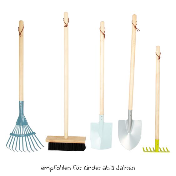 small foot Set da giardino grande 8 pz. in legno e metallo robusti - Colorato