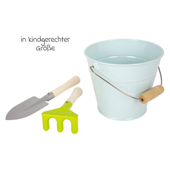 small foot Set da giardino grande 8 pz. in legno e metallo robusti - Colorato