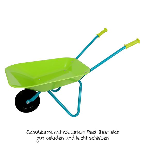 small foot 9-tlg. Großes Gartenset mit Schubkarre inkl. Rechen, Harke & Spaten - Grün