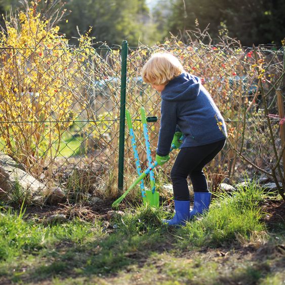 small foot 9-tlg. Großes Gartenset mit Schubkarre inkl. Rechen, Harke & Spaten - Grün