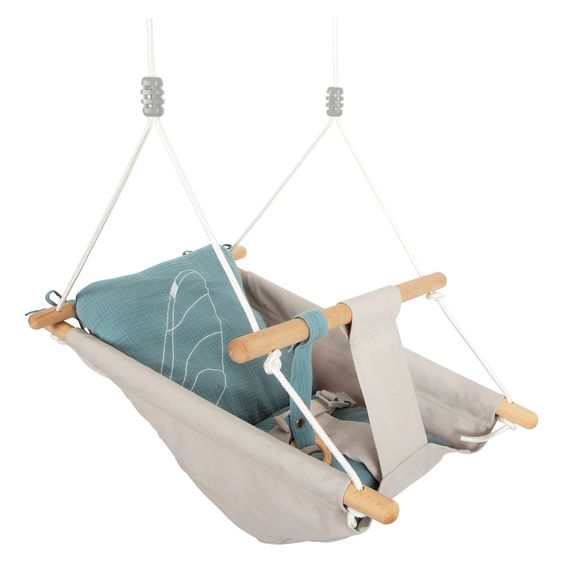small foot Baby rocker Seaside incl. 3-point harness & grab/teething ring - Grey