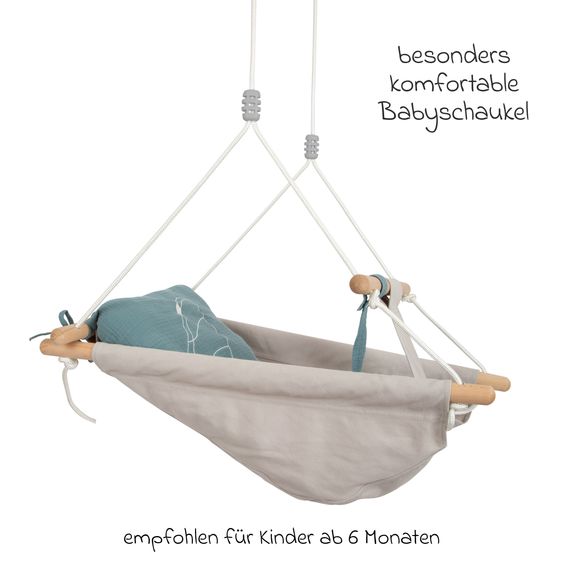 small foot Baby rocker Seaside incl. 3-point harness & grab/teething ring - Grey