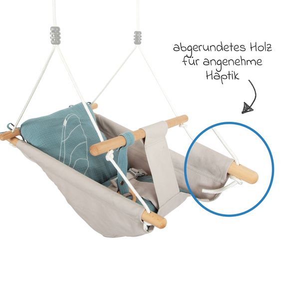 small foot Baby rocker Seaside incl. 3-point harness & grab/teething ring - Grey