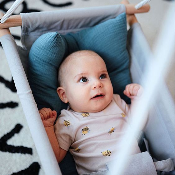 small foot Baby rocker Seaside incl. 3-point harness & grab/teething ring - Grey