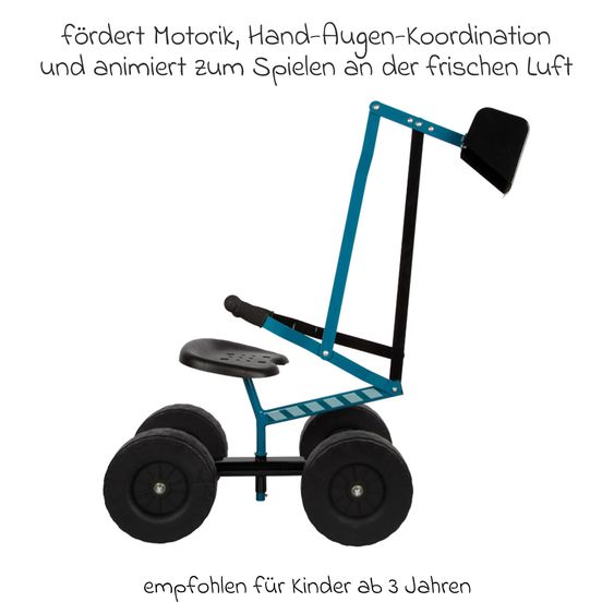 small foot Bagger mit großen Rädern, beweglicher Schaufel belastbar bis 50 kg - Blau