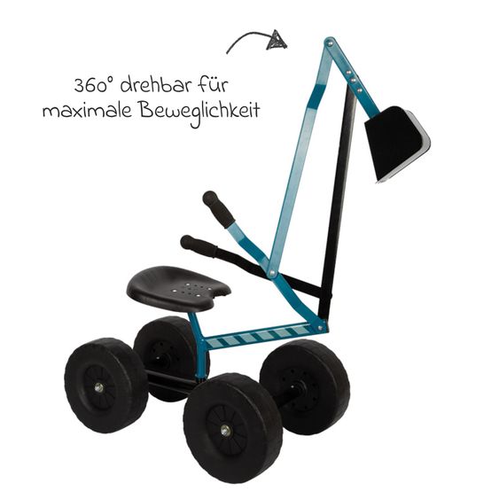small foot Bagger mit großen Rädern, beweglicher Schaufel belastbar bis 50 kg - Blau