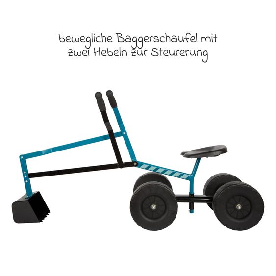 small foot Bagger mit großen Rädern, beweglicher Schaufel belastbar bis 50 kg - Blau