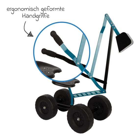 small foot Bagger mit großen Rädern, beweglicher Schaufel belastbar bis 50 kg - Blau