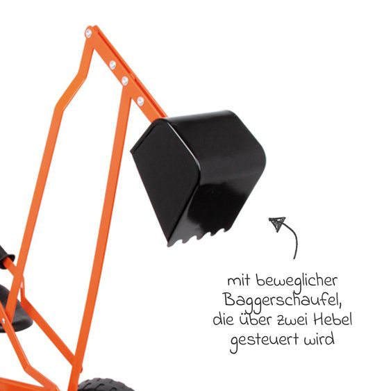 small foot Bagger mit großen Rädern, beweglicher Schaufel belastbar bis 50 kg - Rot