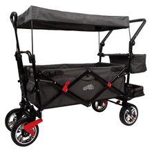 Handcart Loadable up to 80 kg with canopy, storage basket, rain cover & transport bag - Black