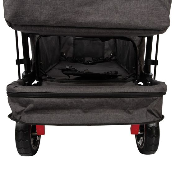 small foot Bollerwagen bis 80 kg belastbar mit Dach, Ablagekorb, Regenschutz & Transporttasche - Schwarz