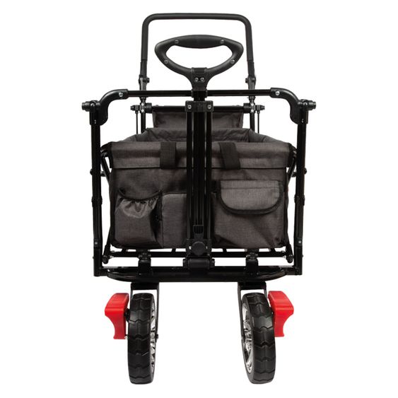 small foot Bollerwagen bis 80 kg belastbar mit Dach, Ablagekorb, Regenschutz & Transporttasche - Schwarz