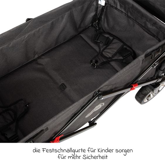 small foot Bollerwagen bis 80 kg belastbar mit Dach, Ablagekorb, Regenschutz & Transporttasche - Schwarz